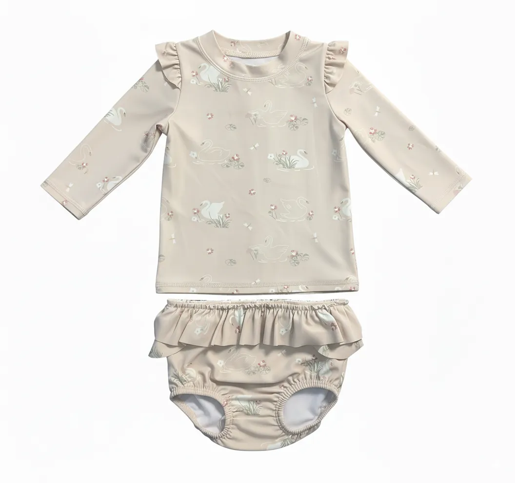Baby Girl Long Sleeve Swim Diaper Set