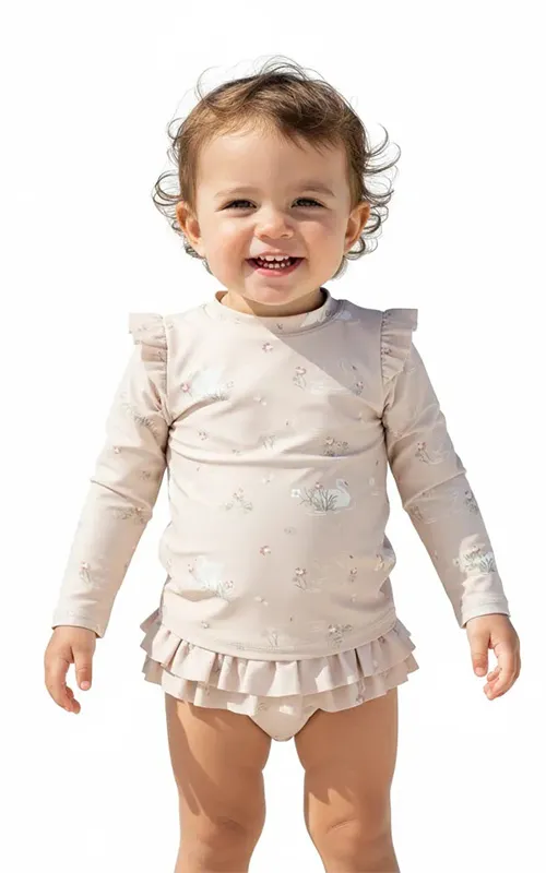 Baby Girl Long Sleeve Swim Diaper Set