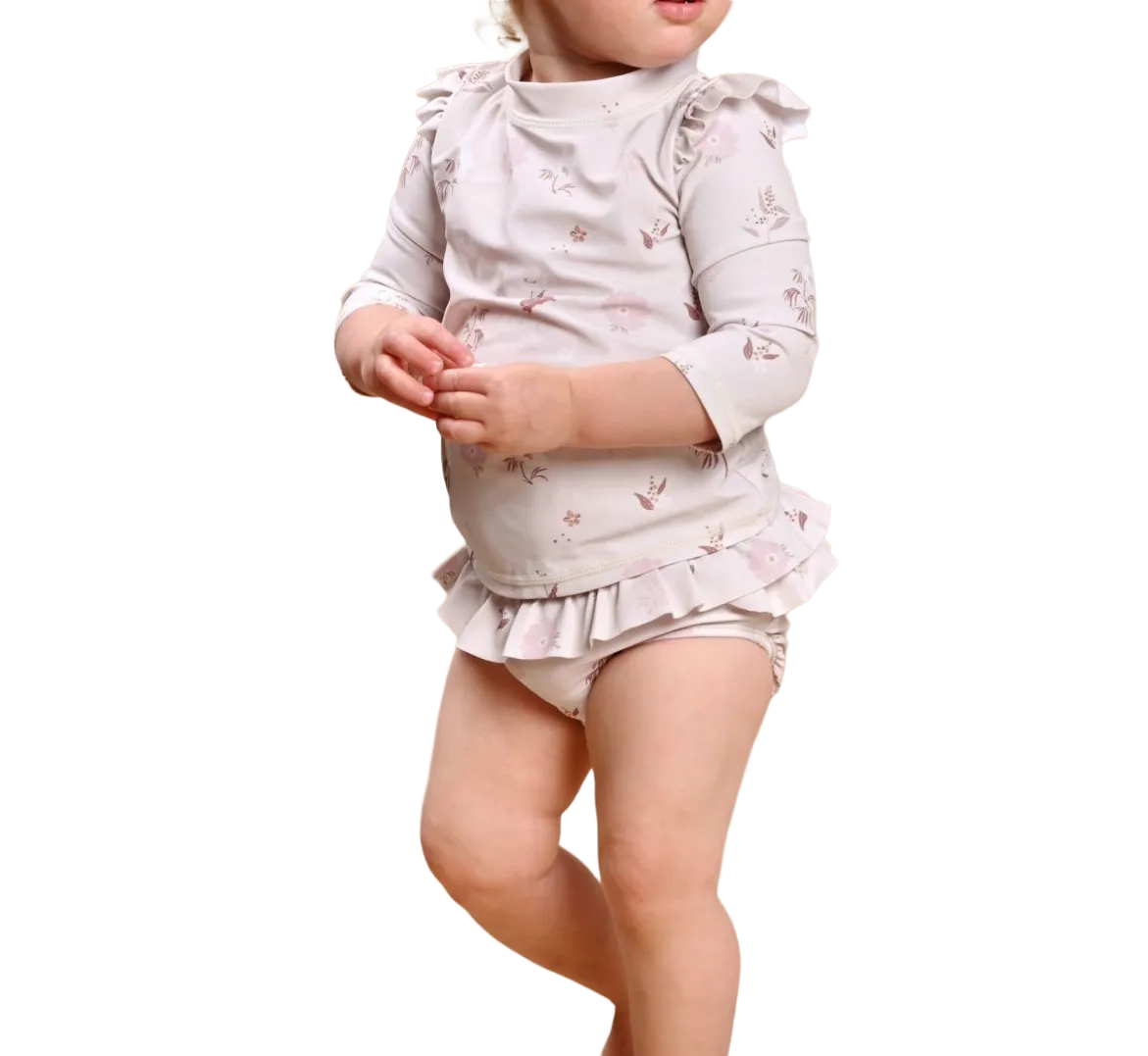Baby Girl Long Sleeve Swim Diaper Set