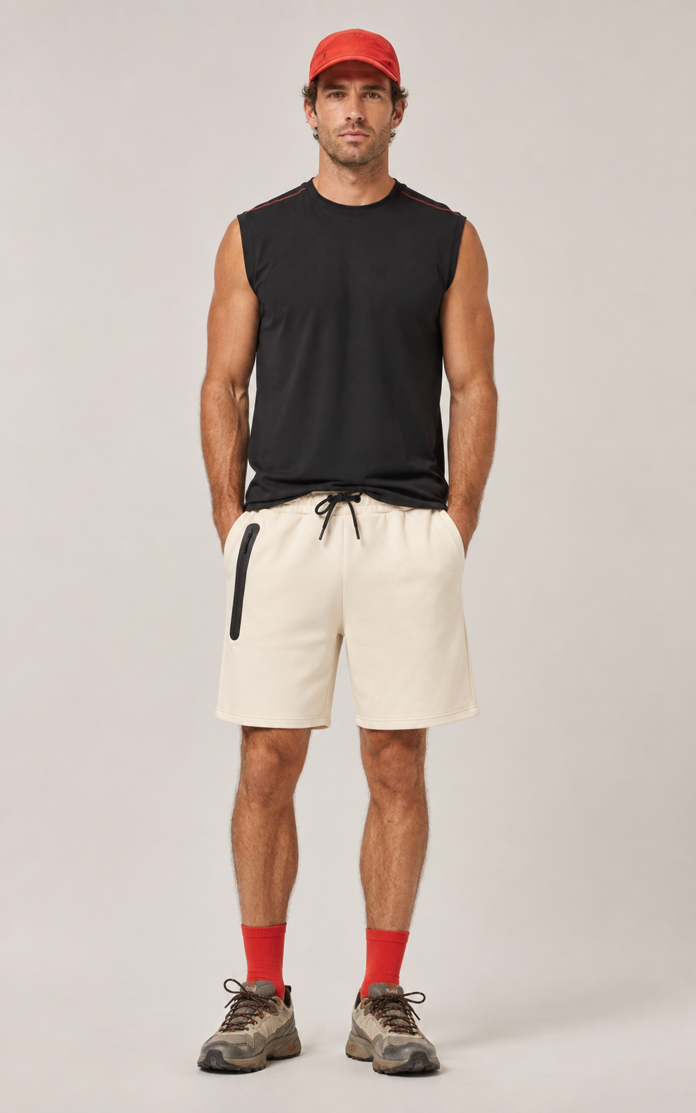 Bonded Zipper Knit Sports Shorts for Men