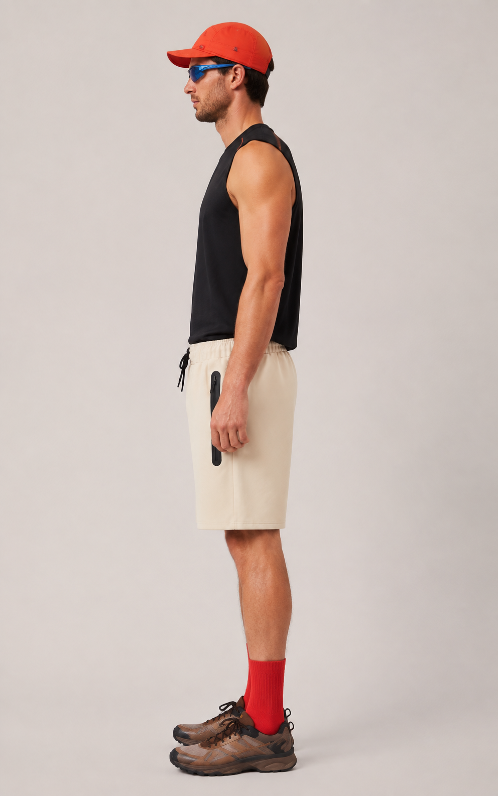 Bonded Zipper Knit Sports Shorts for Men