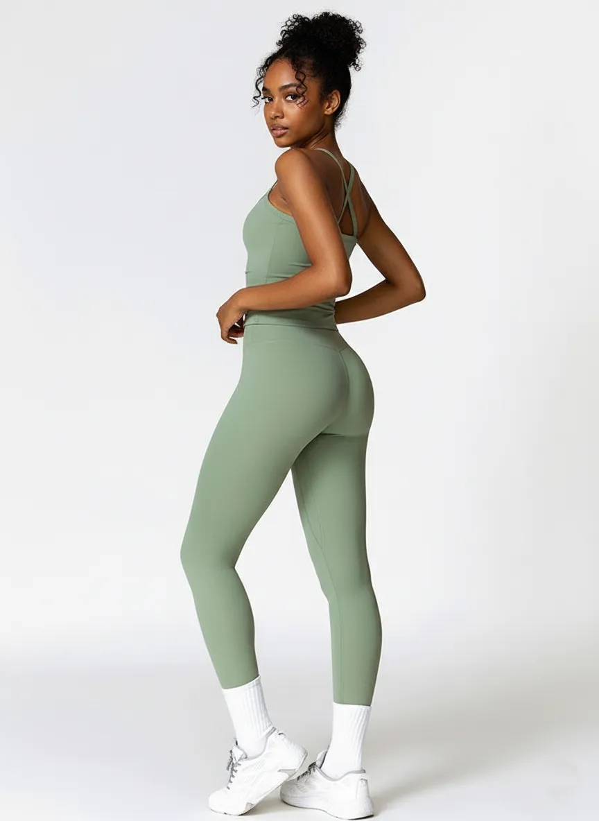 Custom 2 Piece Workout Outfit Sports Tank & Leggings for Gym, Yoga, Running