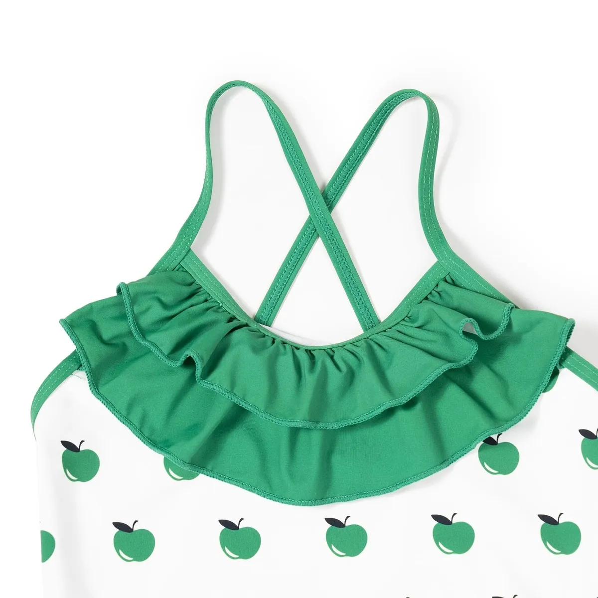 Custom Girls One Piece Bathing Suit Swimsuit with Front Ruffle & Leg Ruffle Trim