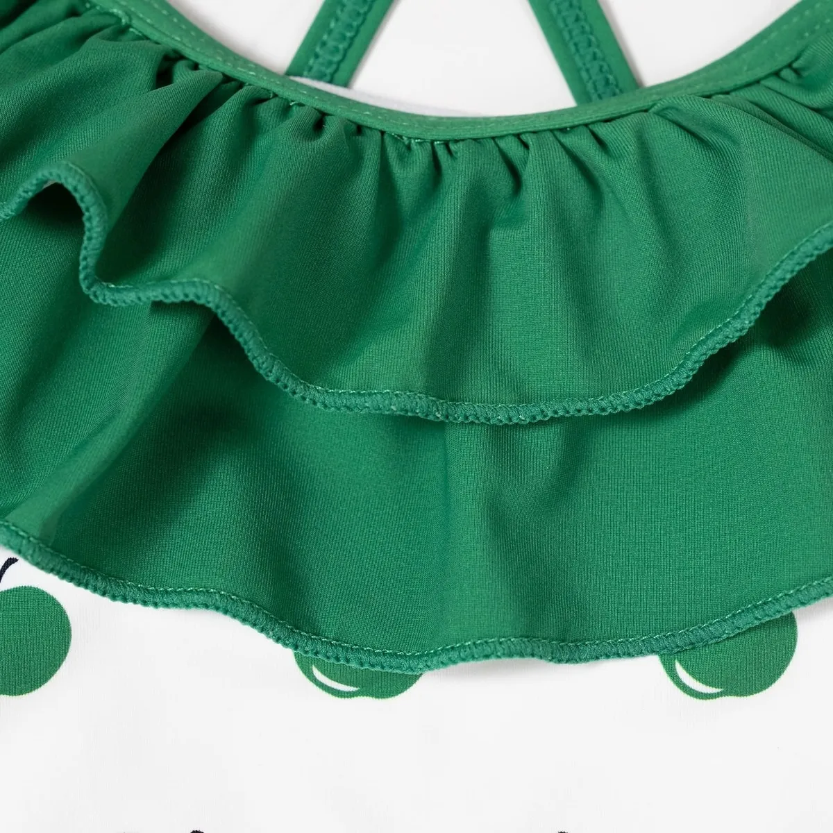 Custom Girls One Piece Bathing Suit Swimsuit with Front Ruffle & Leg Ruffle Trim