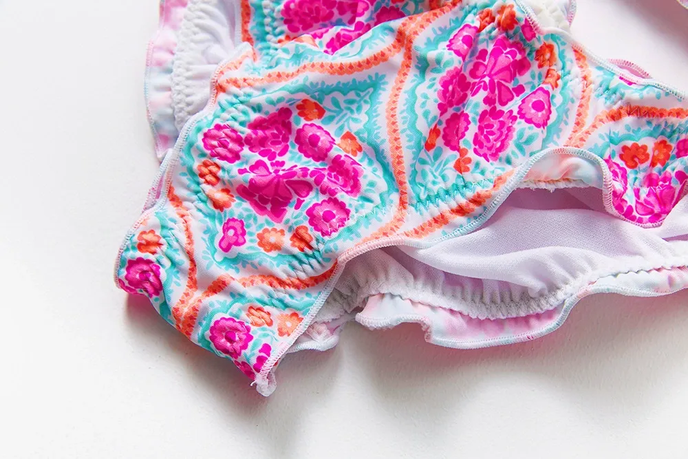 Custom Girls Smocking Two-Piece Bikini with Bow Straps