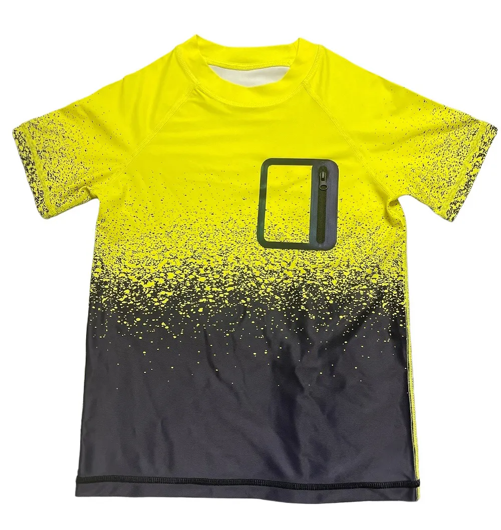 Custom Kids' UV Protection T-Shirt with Laser Cut Zipper Pocket Short Sleeve Rash Guard Top