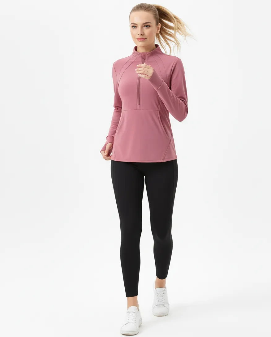 Custom Ladies Activewear Training Jacket with Half Zip