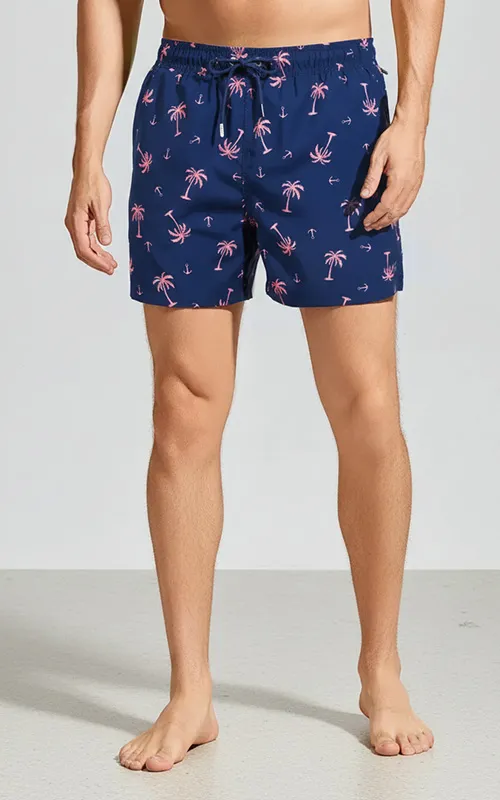 Custom Men's Palm Tree Print Swim Shorts Beachwear Boardshorts