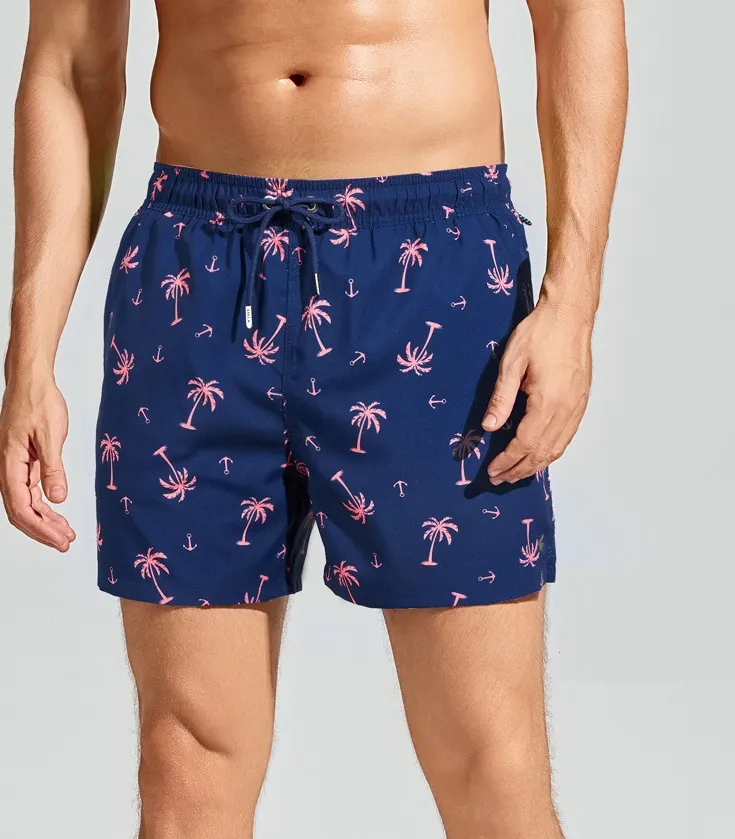 Custom Men's Palm Tree Print Swim Shorts Beachwear Boardshorts