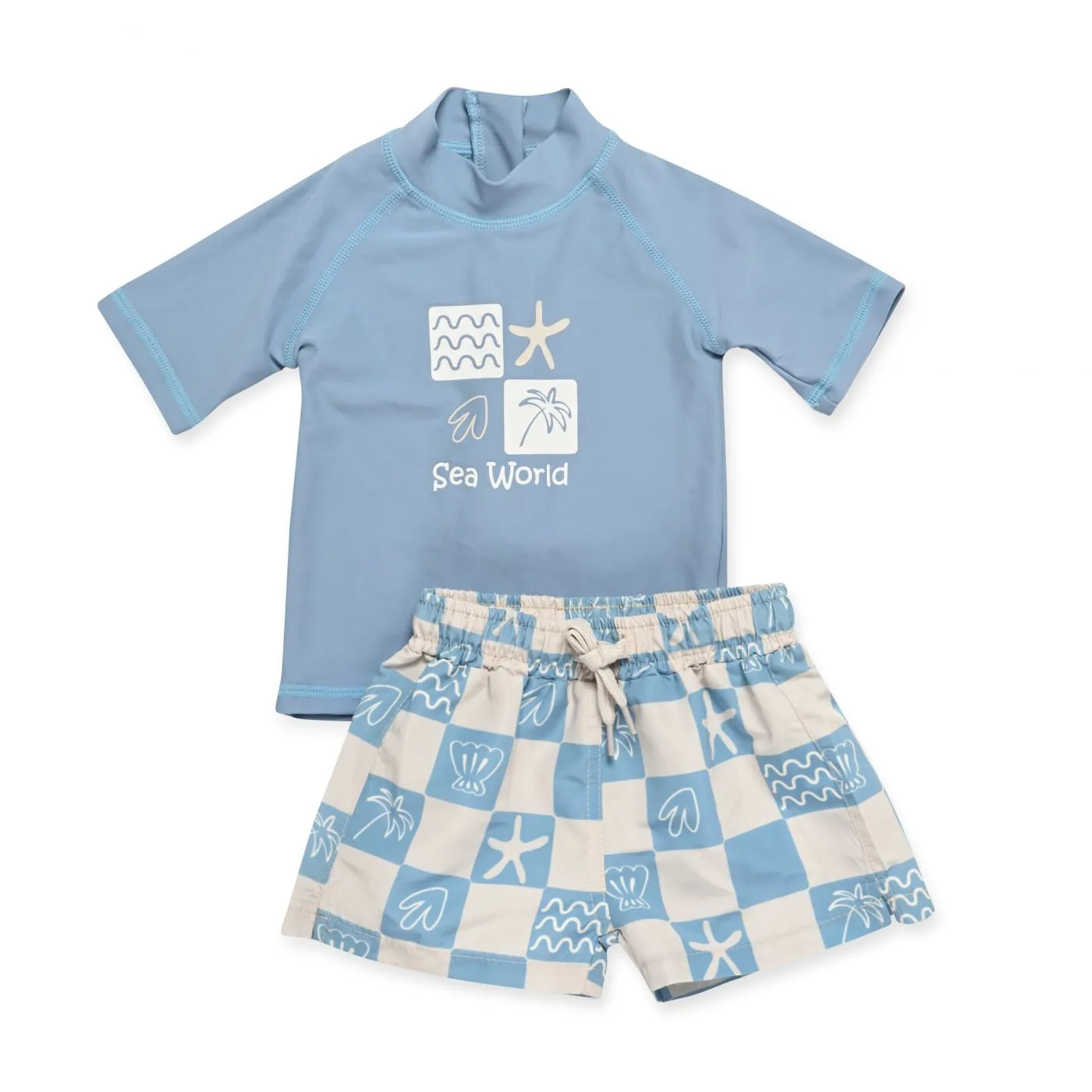 Custom Toddler Two-Piece Swimwear Set Rash Guard Sun Safe Rash Vest and Boardshorts