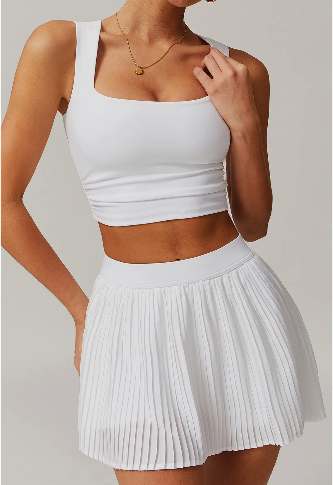 Custom Women’s Active Tennis Skirt Set with Tank Top
