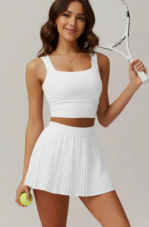 Custom Women’s Active Tennis Skirt Set with Tank Top