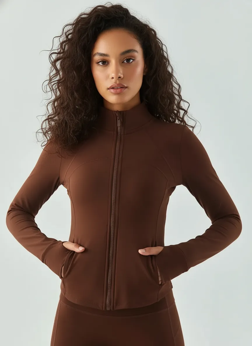 Custom Women’s Slim Fit Long Sleeve Fitness Jacket with Zipper