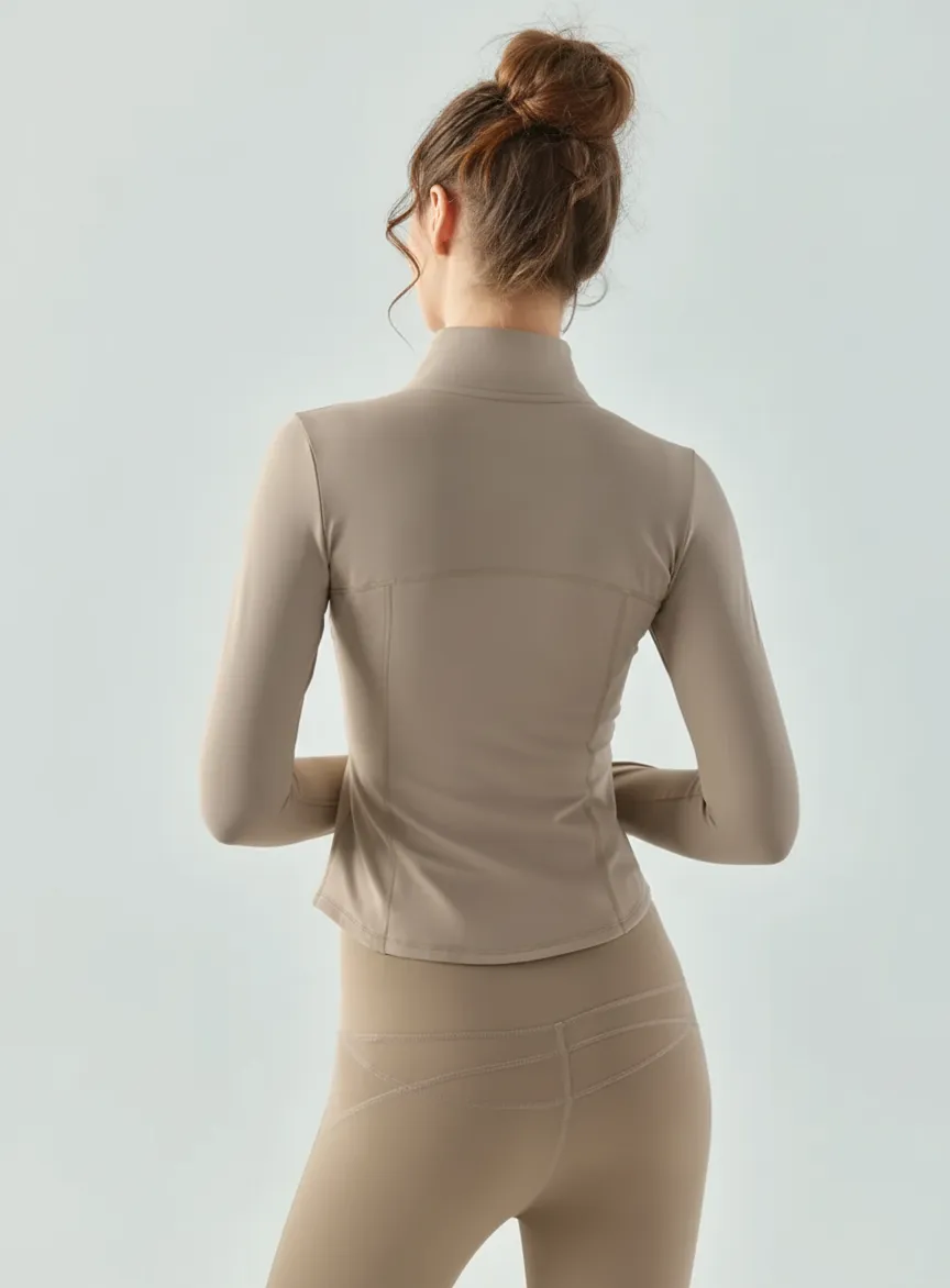 Custom Women’s Slim Fit Long Sleeve Fitness Jacket with Zipper
