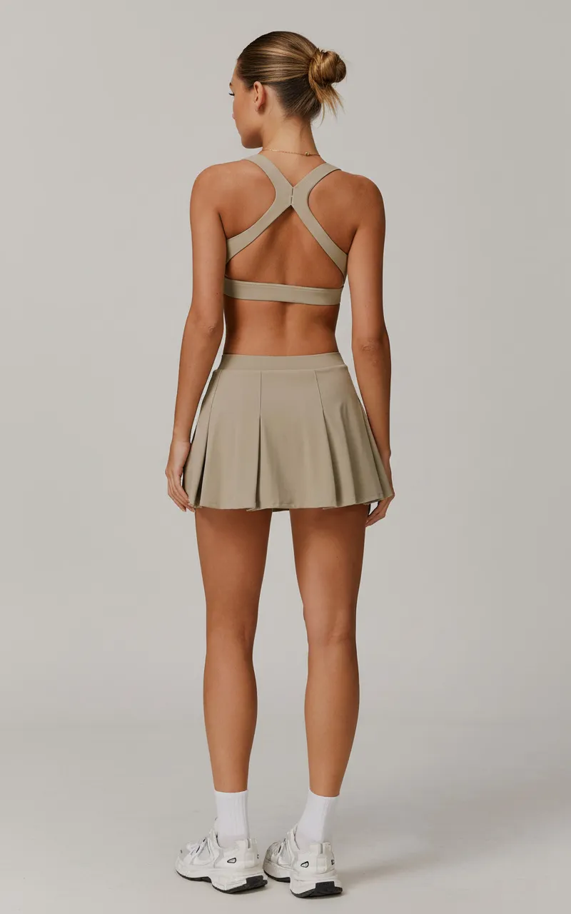 Custom Women’s Two Piece Activewear Tennis Skirt with Sports Crop Top