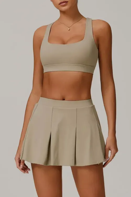 Custom Women’s Two Piece Activewear Tennis Skirt with Sports Crop Top