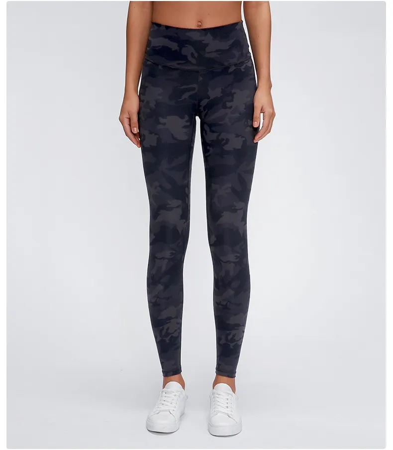 Full-Length Tummy Control Workout Leggings with Camouflage Print