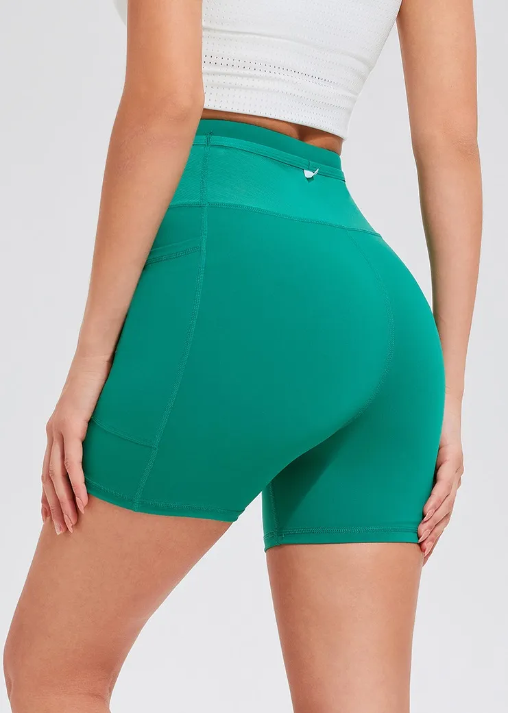 High Waist Pocket Gym Shorts – Compression Fitness Shorts for Women
