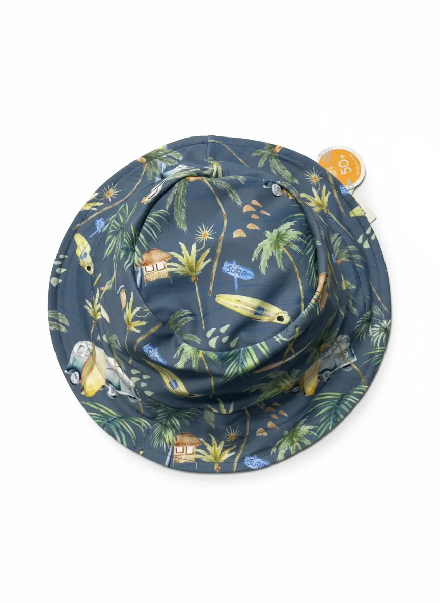 Kids UPF50+ Bucket Swim Hat with Adjustable Strap