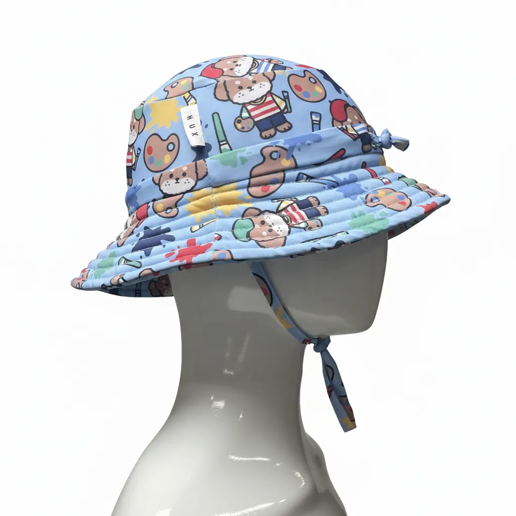 Kids UPF50+ Quick-Dry Bucket Swim Hat with Chin Strap