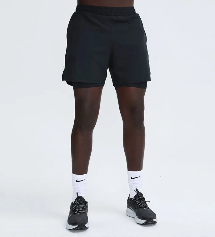 Men’s 2-in-1 Quick-Dry Gym Shorts with Inner Compression Layer – Workout Shorts for Running & Training