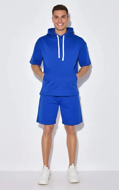 Men’s Casual Sportwear Summer Short Sleeve Hoodie Set 2 Piece Outfit Track suit