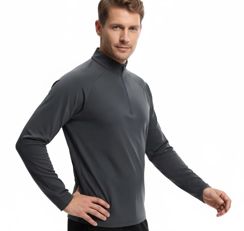 Men’s Long Sleeve Half Zip Training Top – Quick Dry Sportswear