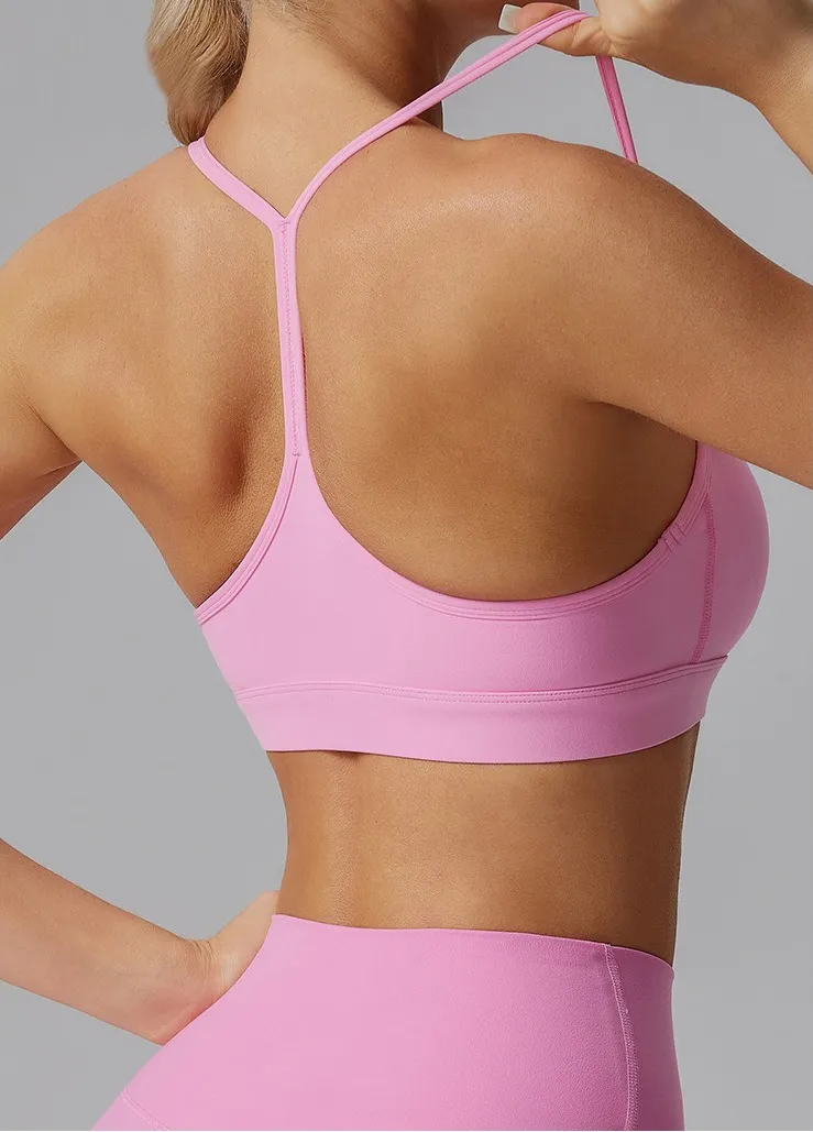 Racerback Sports Bra with Removable Pads for Women