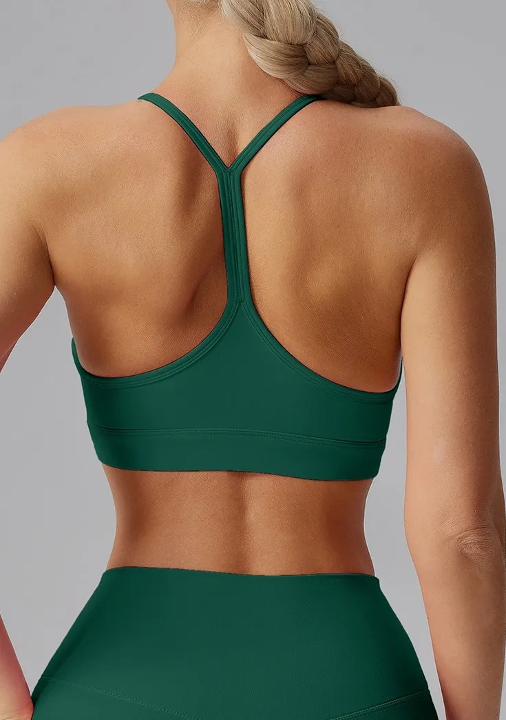 Racerback Sports Bra with Removable Pads for Women