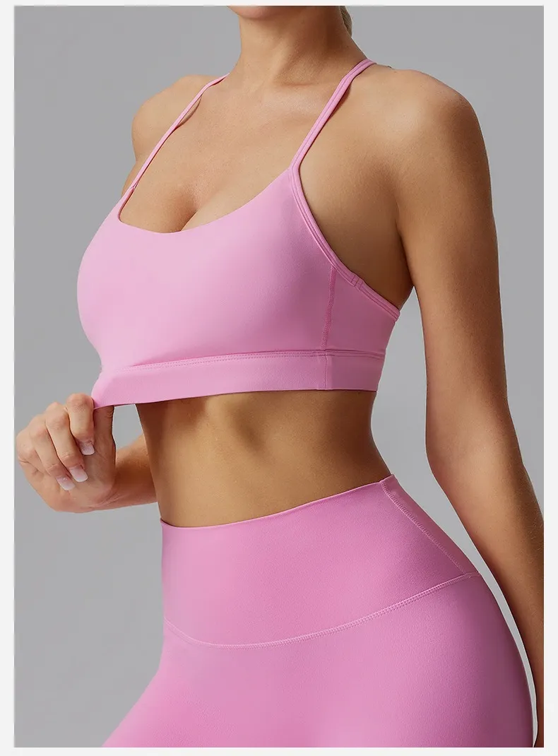 Racerback Sports Bra with Removable Pads for Women