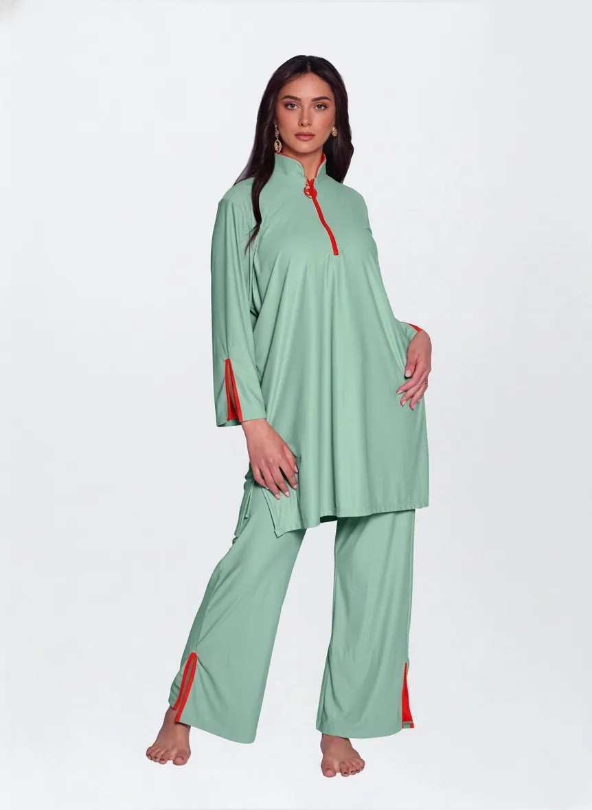 Women Muslim Swimwear Long Sleeve Burkini Full Cover Turban Modest Swimsuit