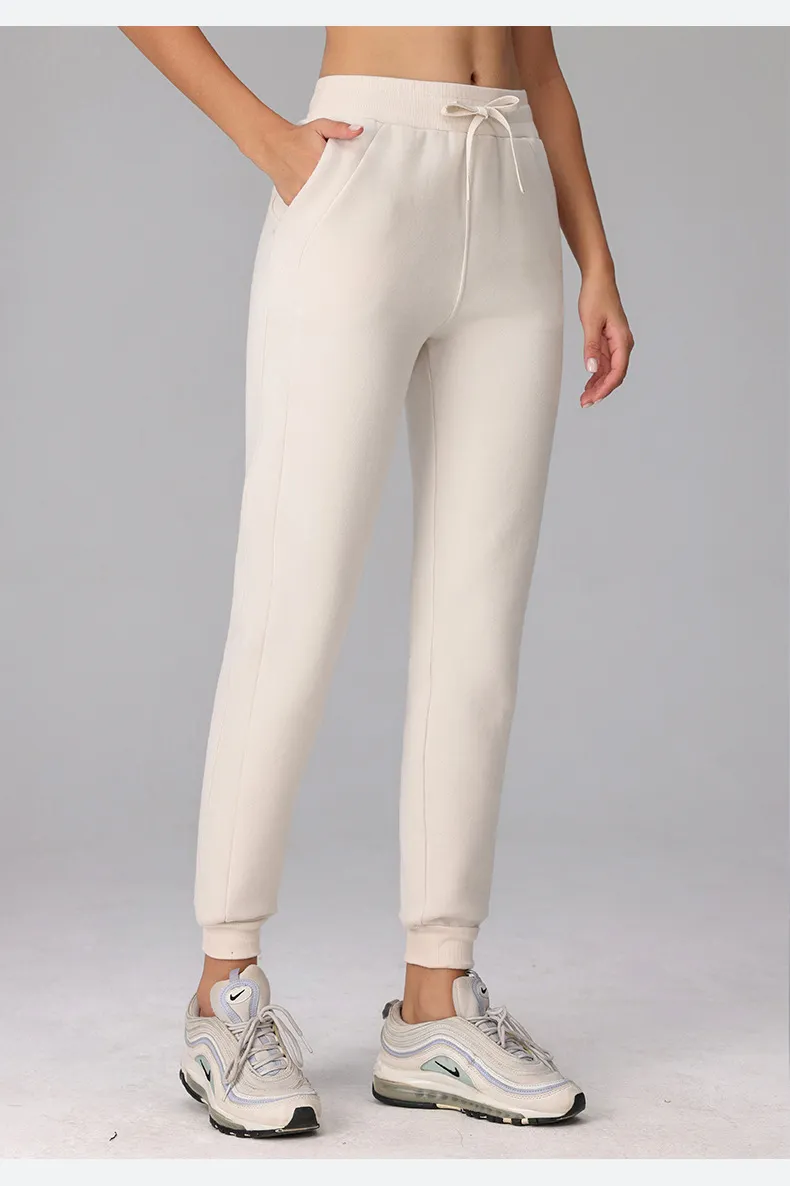 Women’s High-Waist Jogger Pants with Adjustable Drawstring Soft Cotton Blend