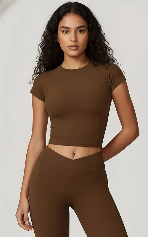 Women’s Short Sleeve Crop Top – Quick Dry Athletic Tee for Training