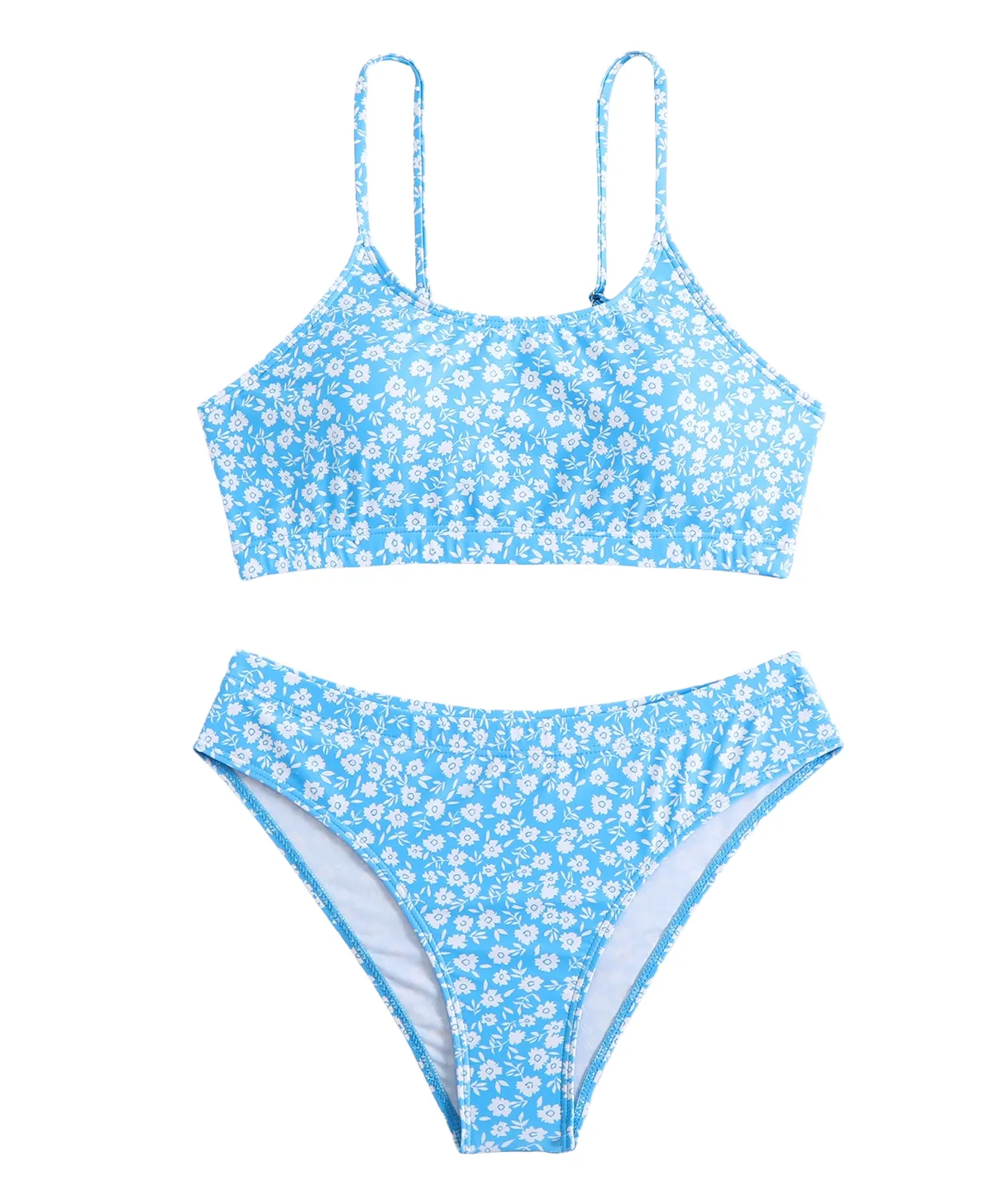 Women’s Two-Piece Swimsuit with Adjustable Straps Floral Print High Waist Bikini