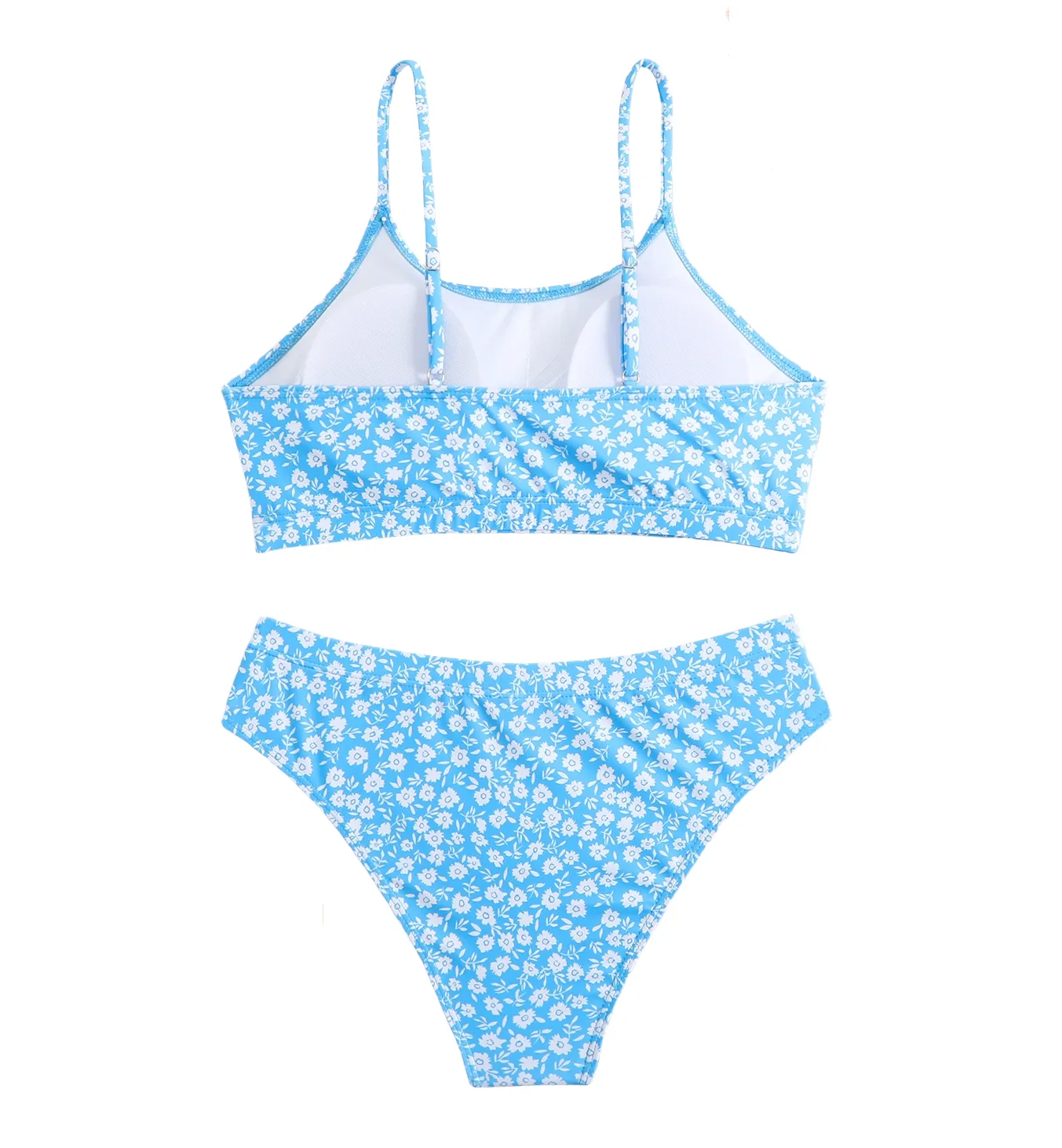 Women’s Two-Piece Swimsuit with Adjustable Straps Floral Print High Waist Bikini
